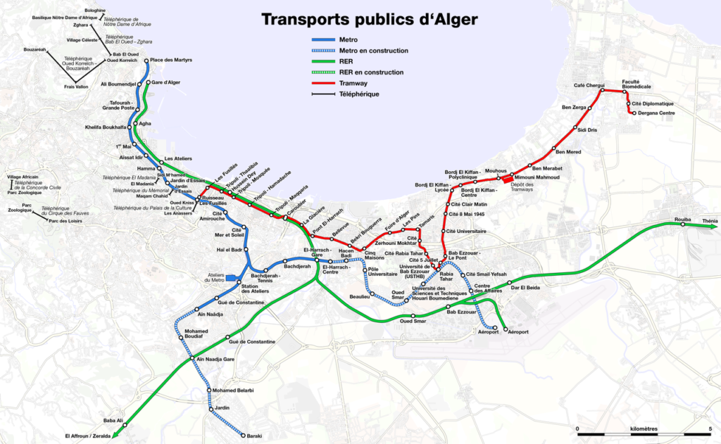 Mapa de transportes públicos de Argel