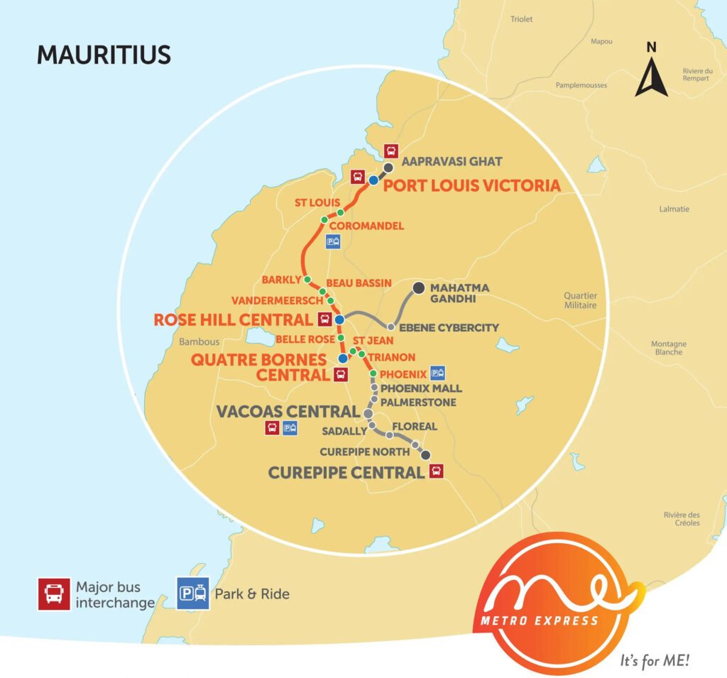 Mapa del Metro Express de Mauricio
