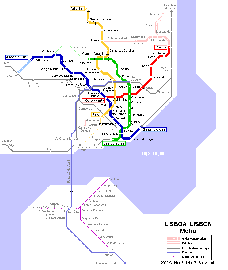 Mapa de los Tranvías de Lisboa