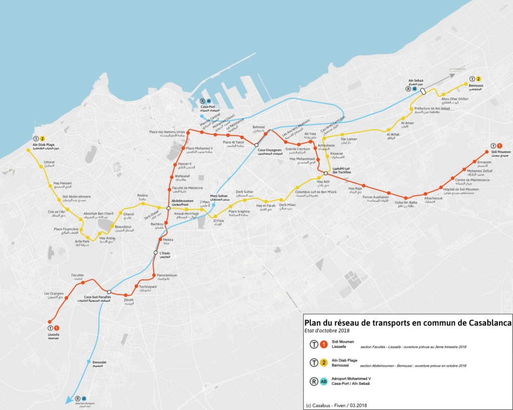 Mapa del Tranvía de Casablanca