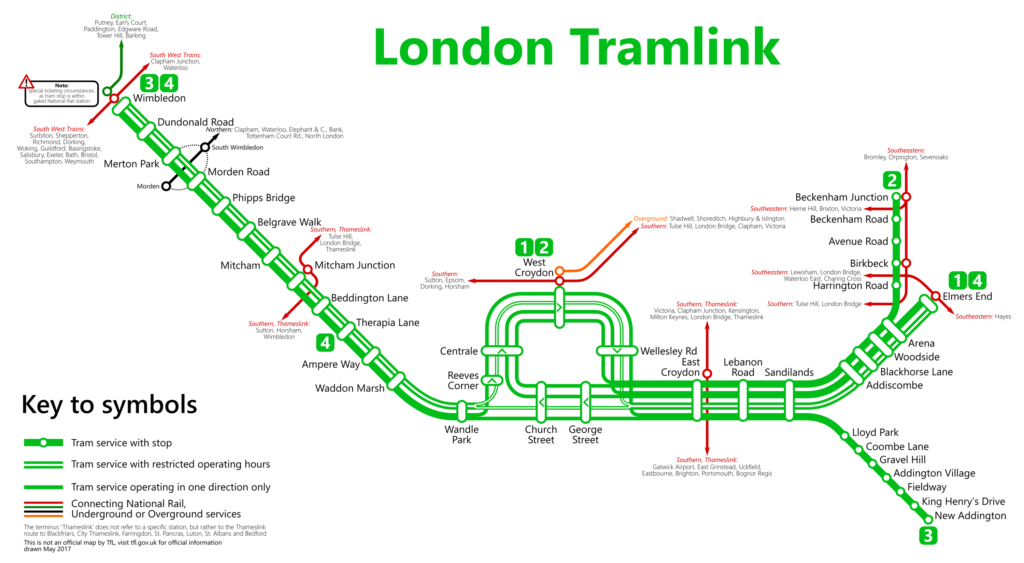 Mapa de los Tranvías de Londres