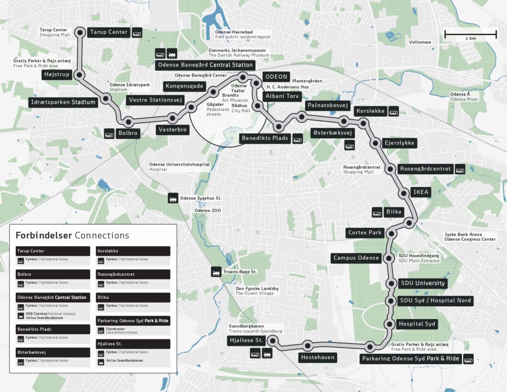 Mapa del Tranvía de Odense