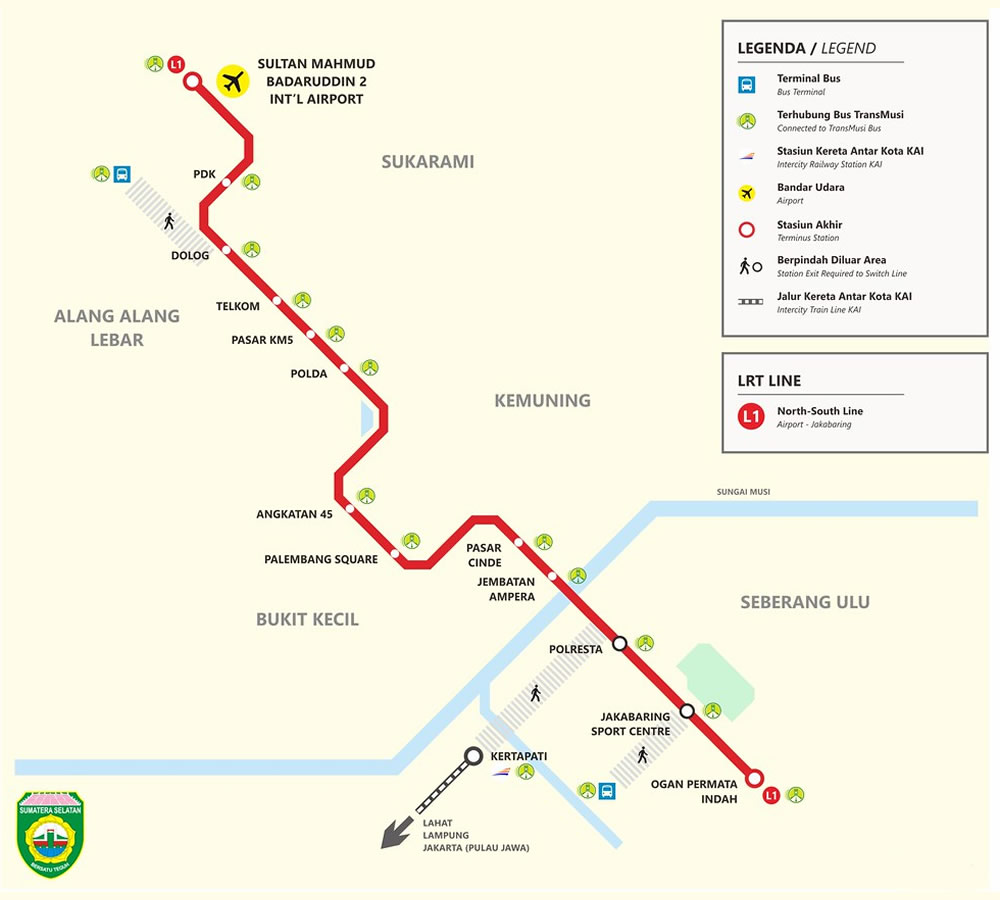 Mapa del Tranvía de Palembang