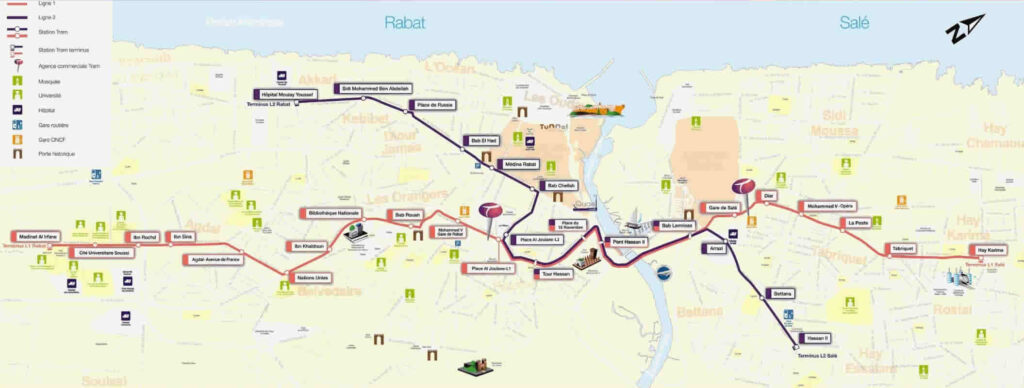 Mapa del Tranvía de Rabat-Salé