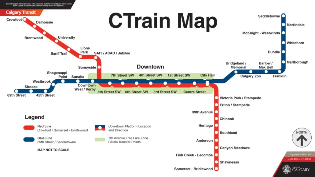 Mapa del tranvía de Calgary (CTrain)