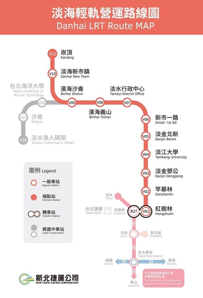 Mapa de ruta del tren ligero de Danhai
