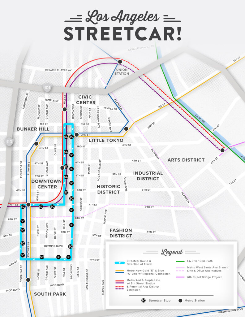 Mapa del tranvía de Los Ángeles