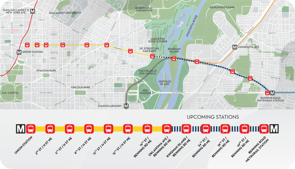 Mapa del tranvía de Washington DC