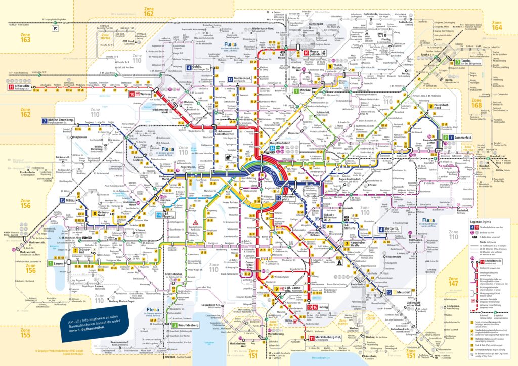 Mapa del tranvía de Leipzig