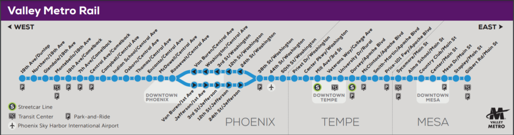 Paradas del tranvía de Phoenix