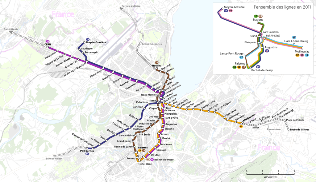 Mapa de los Tranvías de Ginebra