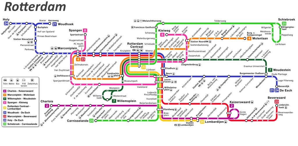 Mapa de los Tranvías de Róterdam