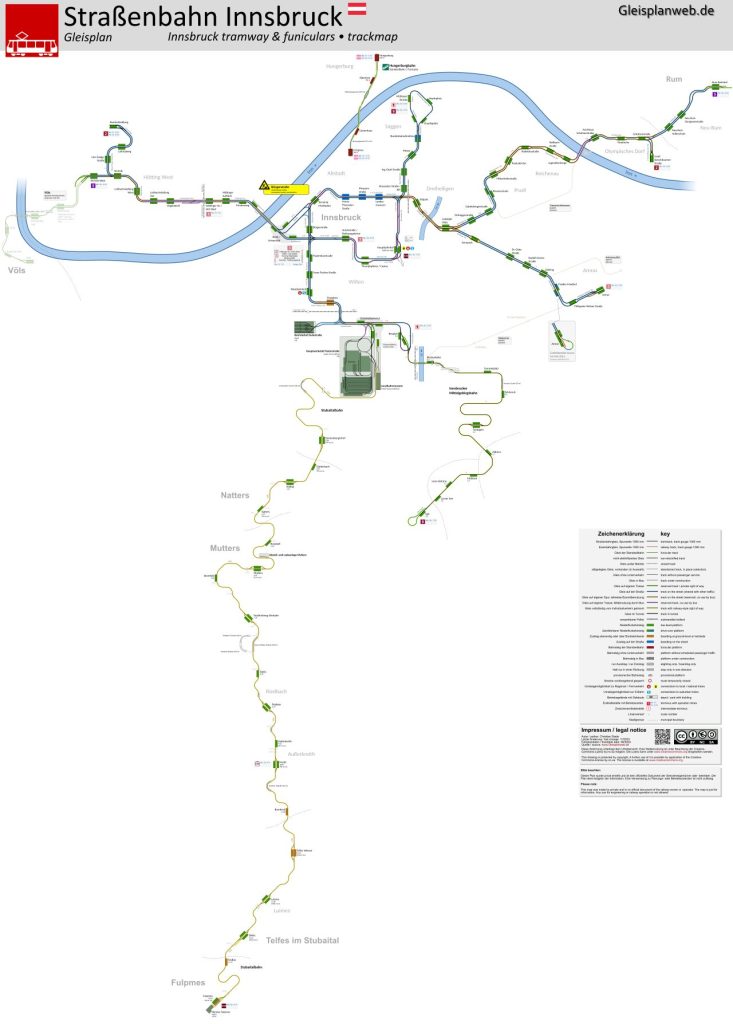 Mapa de los Tranvías de Innsbruck