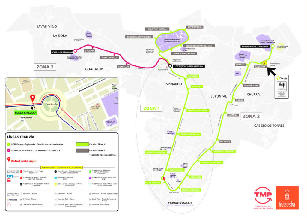 Mapa del Tranvía de Murcia