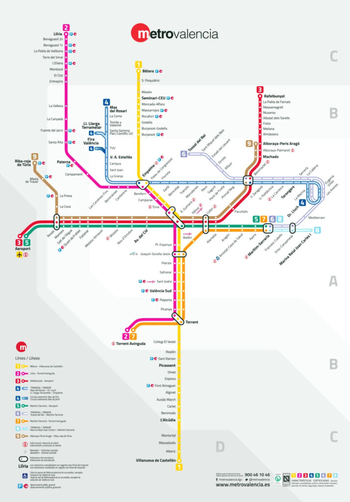 Mapa de los Tranvías de Valencia