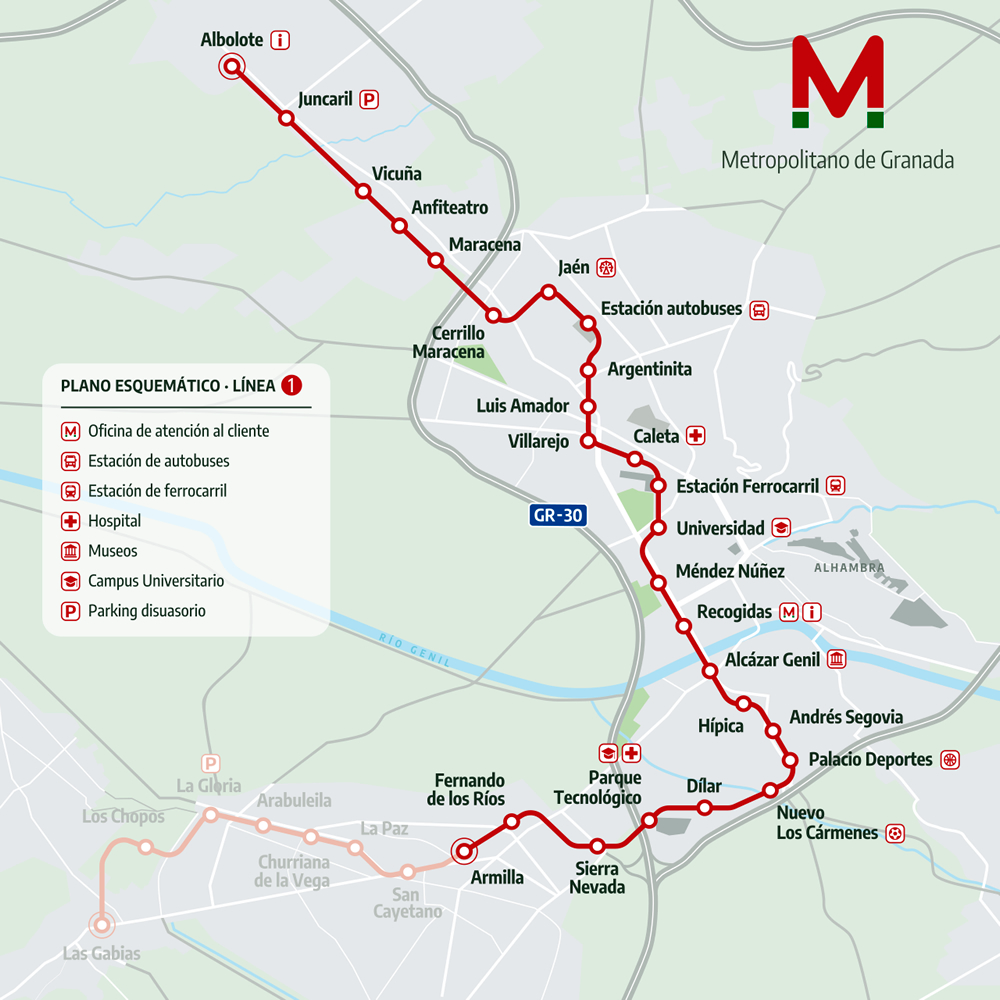 Mapa del Tranvía de Granada